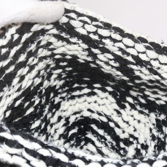 CHANEL COCO Mark Knitted Fabrics Hat Wool Black White CC Auth am5382