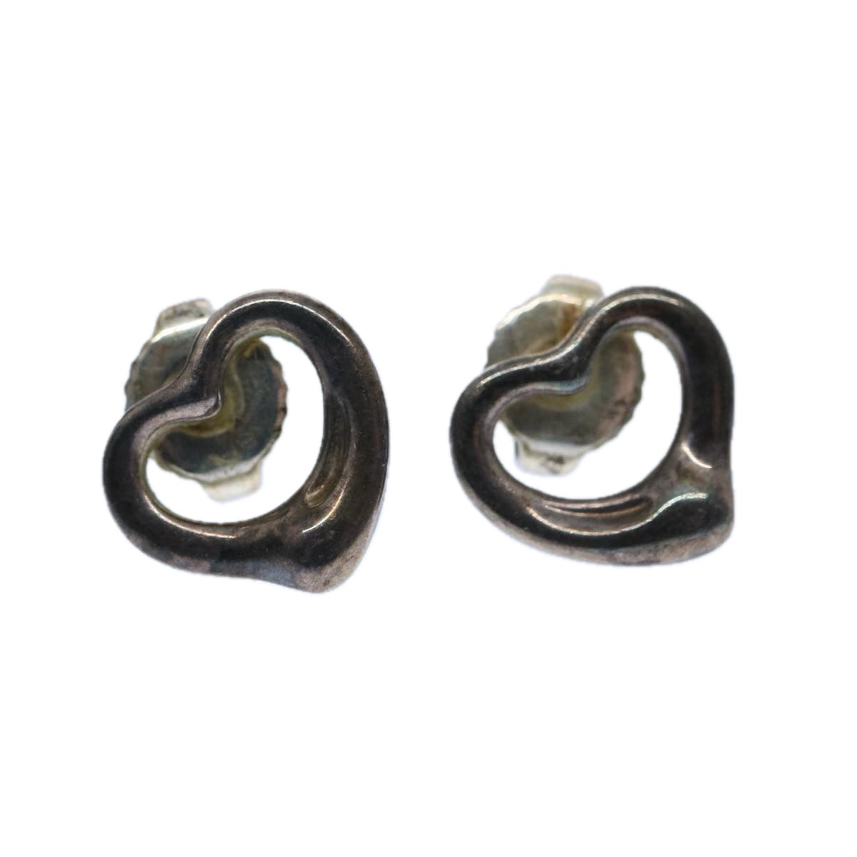 TIFFANY&Co. Open Heart Pierce Earring metal Silver Auth am5386 - 0