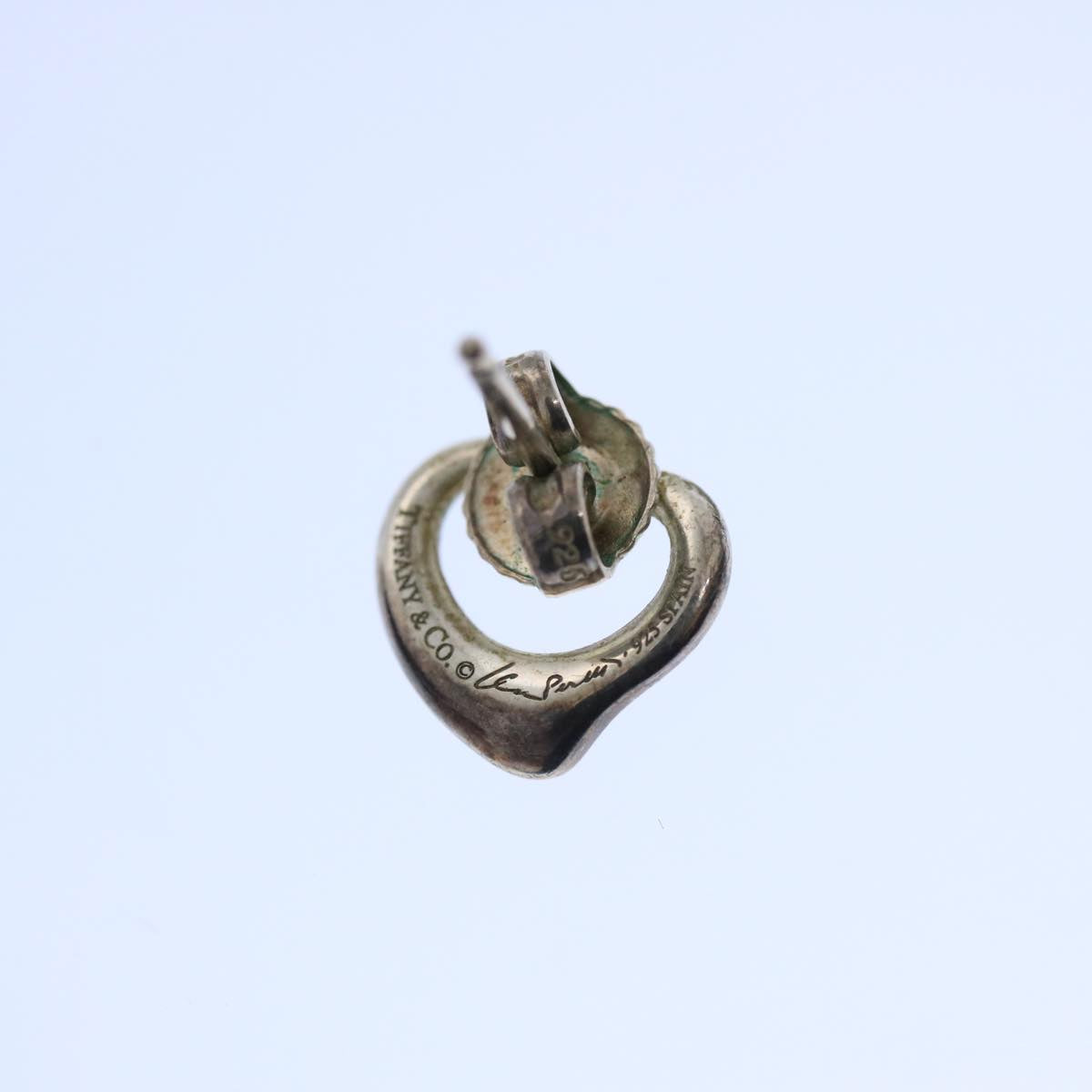 TIFFANY&Co. Open Heart Pierce Earring metal Silver Auth am5386