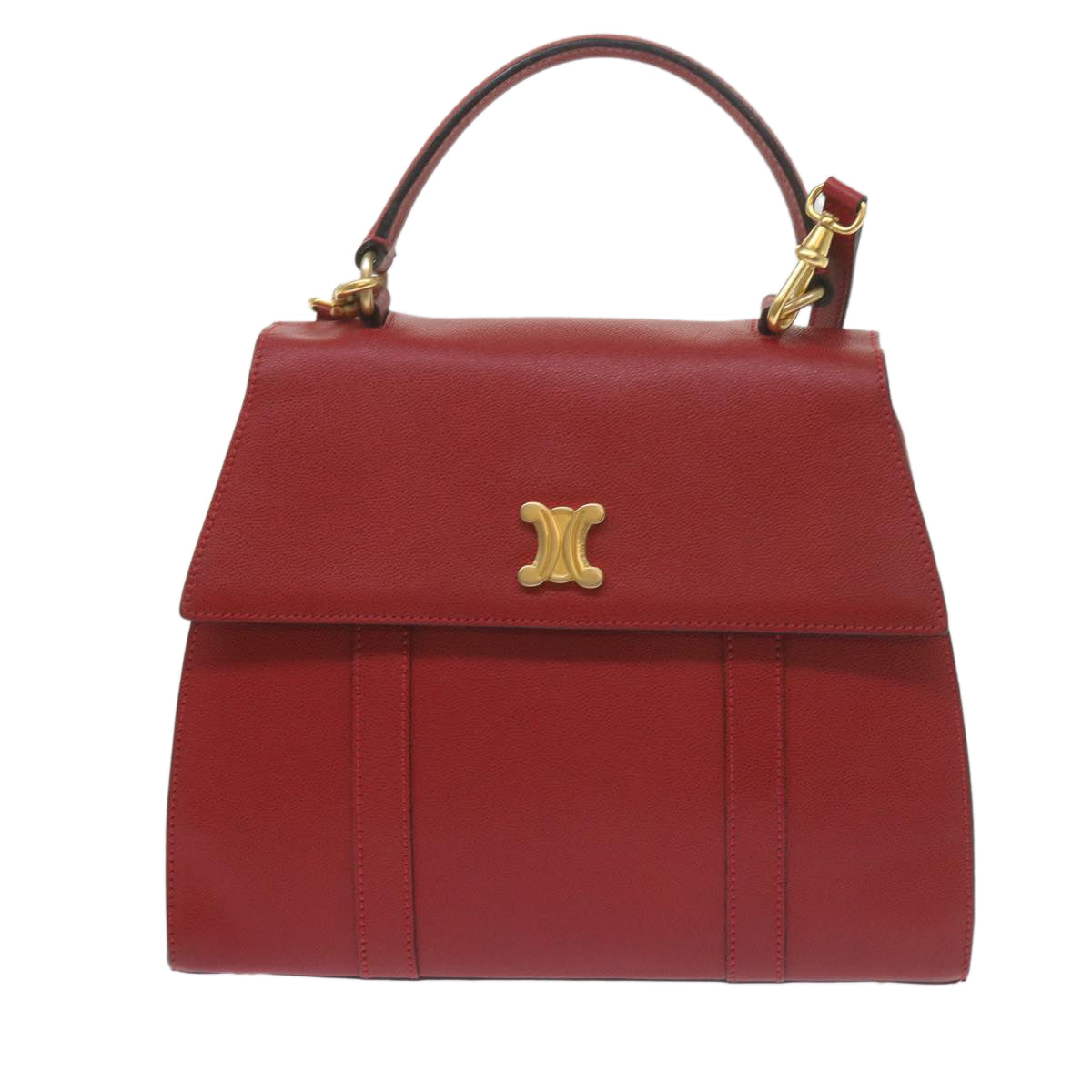CELINE Hand Bag Leather 2way Red Auth am5388 - 0