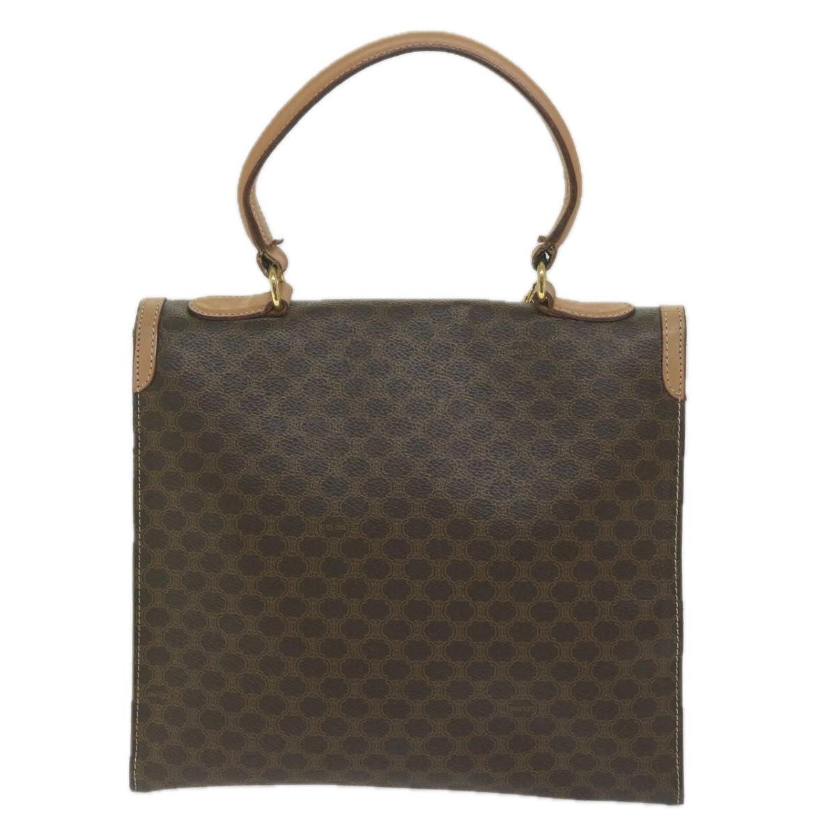 CELINE Macadam Canvas Hand Bag PVC Leather Brown Auth am5411 - 0