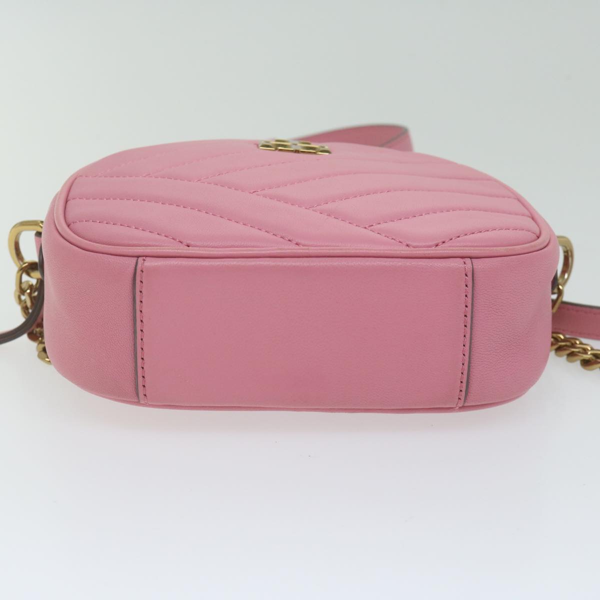 TORY BURCH Quilted Chain Shoulder Bag Leather Pink Auth am5420