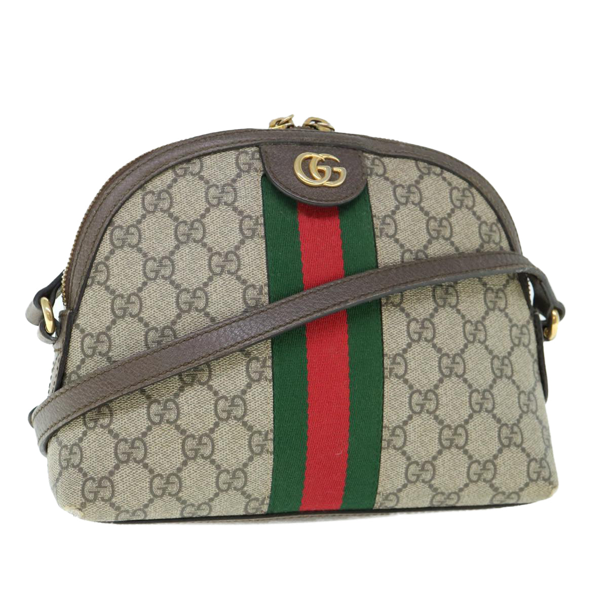 GUCCI GG Ophidia Web Sherry Line Shoulder Bag Beige Red Green 499621 Auth am5421