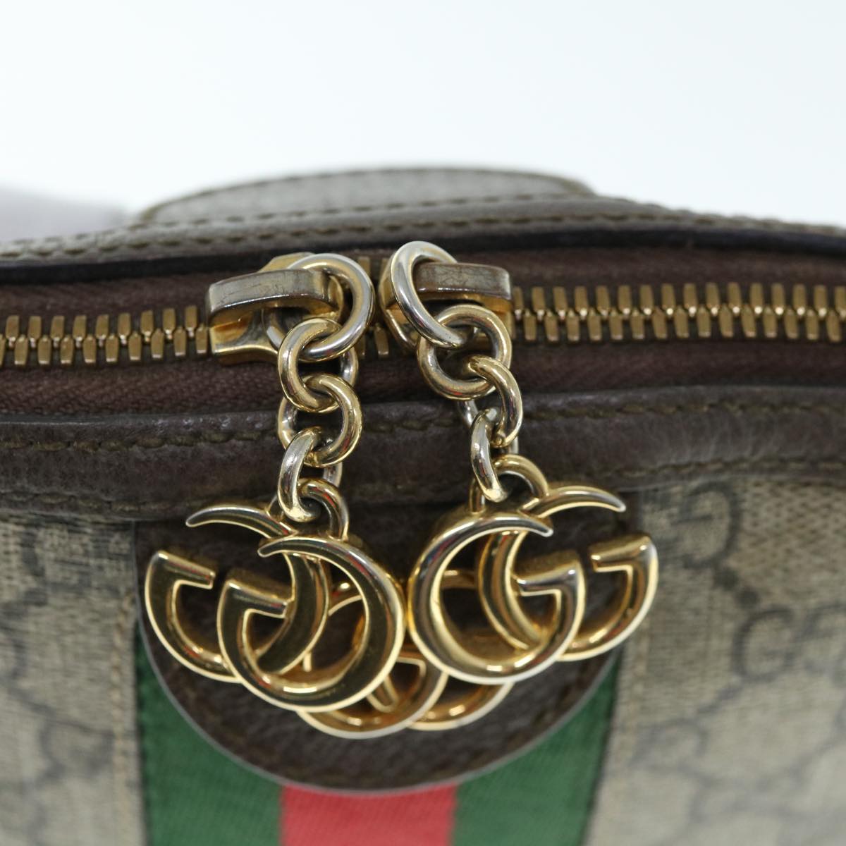 GUCCI GG Ophidia Web Sherry Line Shoulder Bag Beige Red Green 499621 Auth am5421