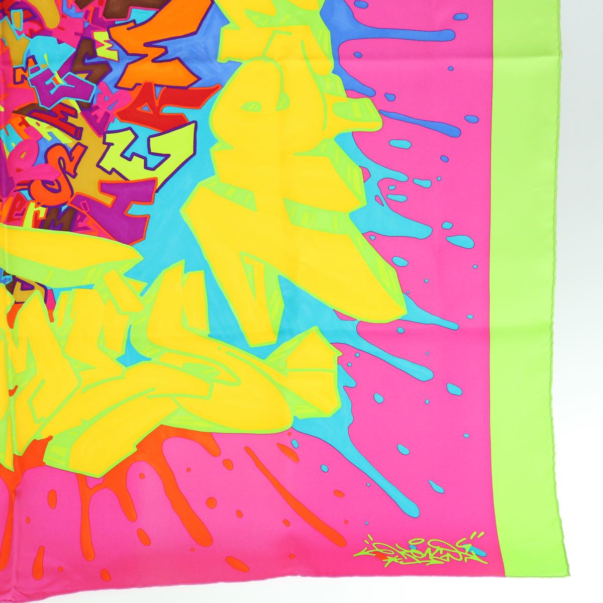 HERMES Carre 90 Graffiti Scarf Silk Multicolor Auth am5422