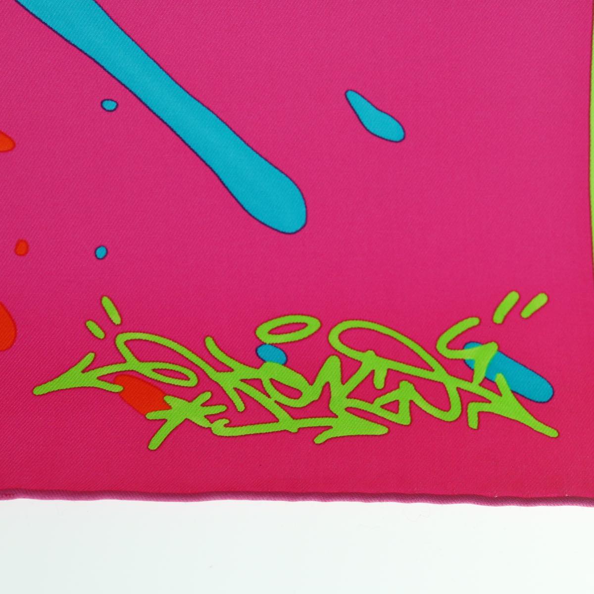 HERMES Carre 90 Graffiti Scarf Silk Multicolor Auth am5422