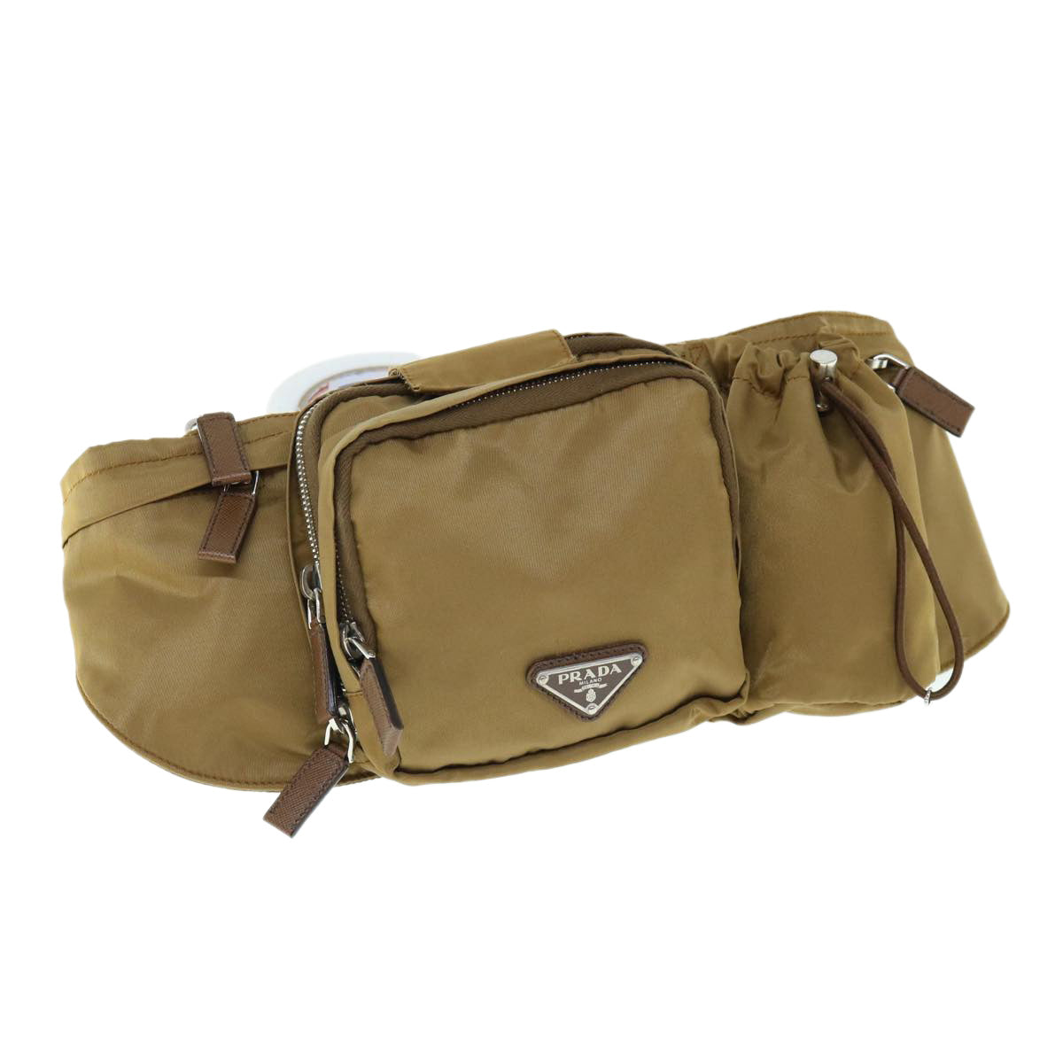 PRADA Waist bag Nylon Brown Auth am5436