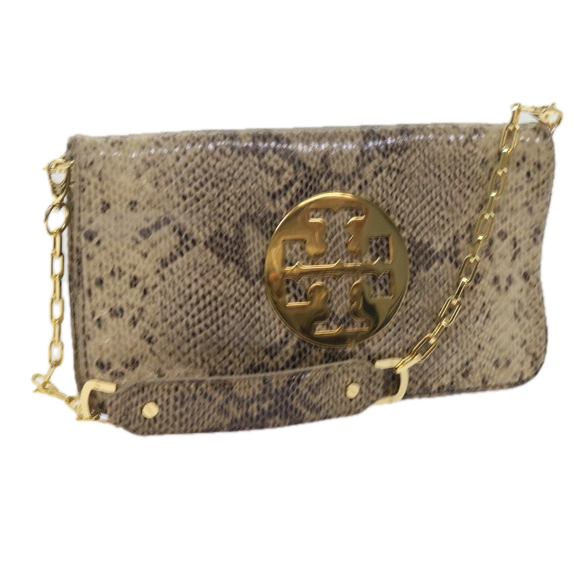 TORY BURCH Chain Shoulder Bag Suede Beige Auth am5441