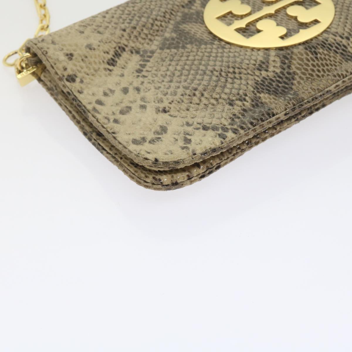 TORY BURCH Chain Shoulder Bag Suede Beige Auth am5441