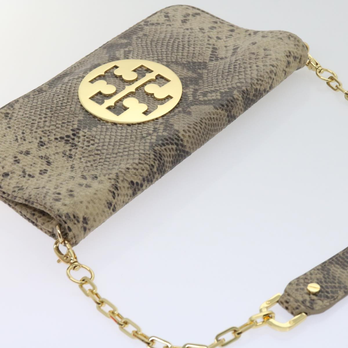 TORY BURCH Chain Shoulder Bag Suede Beige Auth am5441