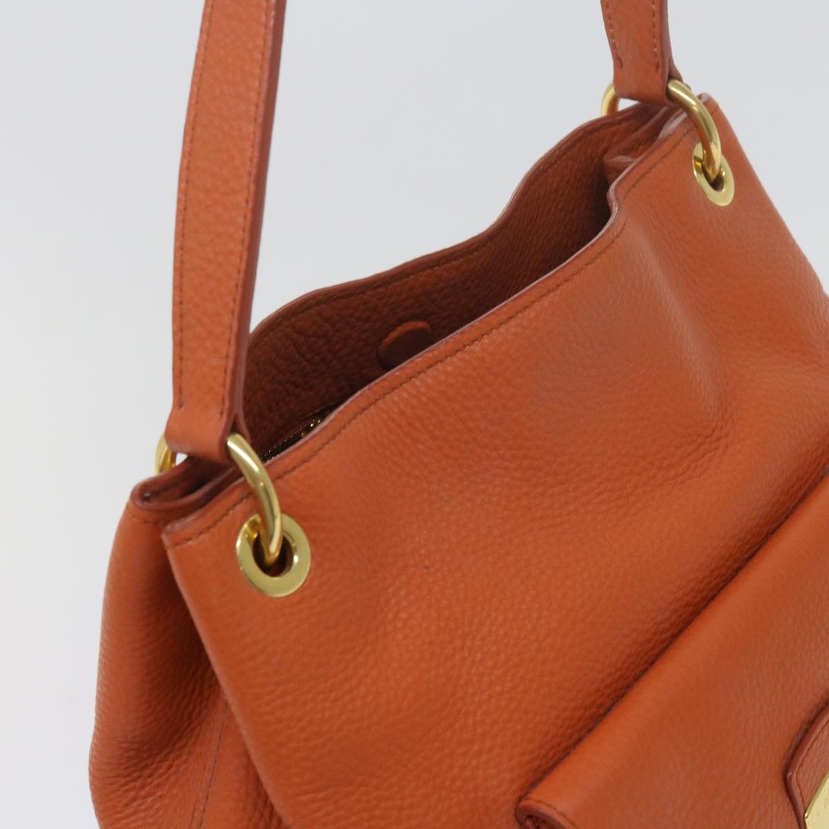 Miu Miu Shoulder Bag Leather Orange Auth am5446