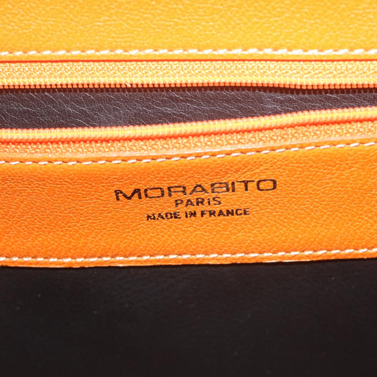 MORABITO Scalar 28 Hand Bag Leather Orange Auth am5465