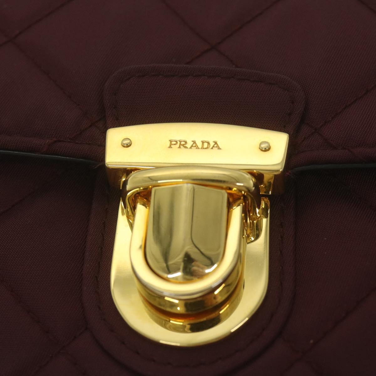 PRADA Quilted Chain Shoulder Bag Nylon Red Auth am5477