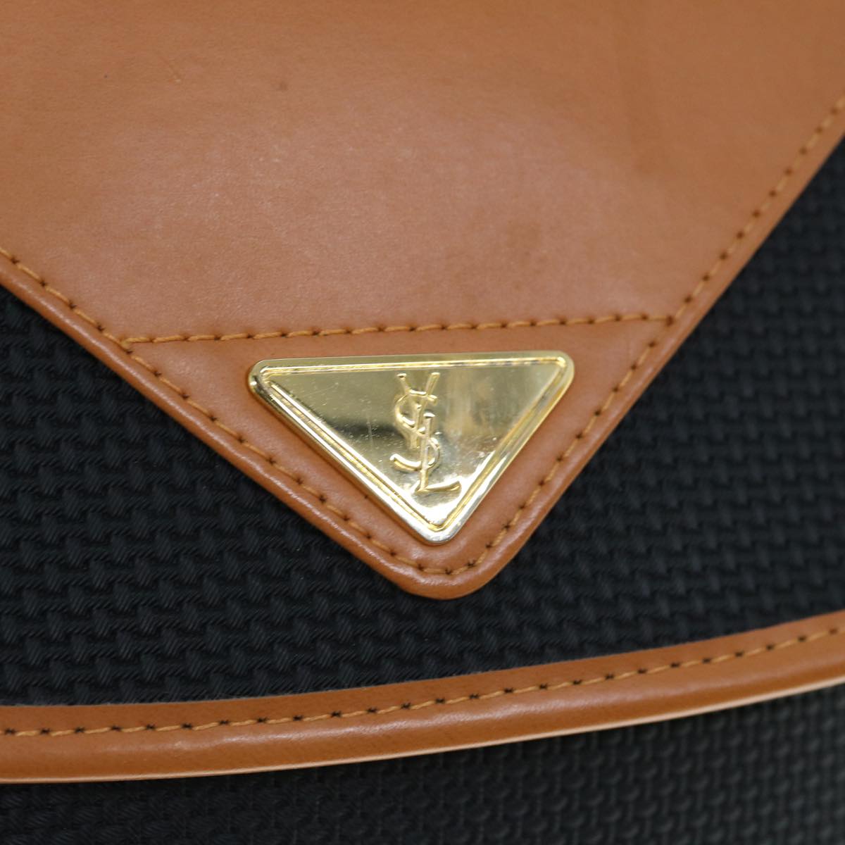 SAINT LAURENT Shoulder Bag PVC Leather Black Auth am5482