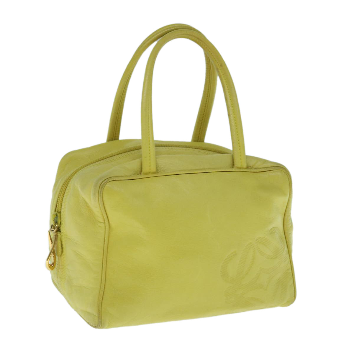 LOEWE Hand Bag Leather Yellow Auth am5490