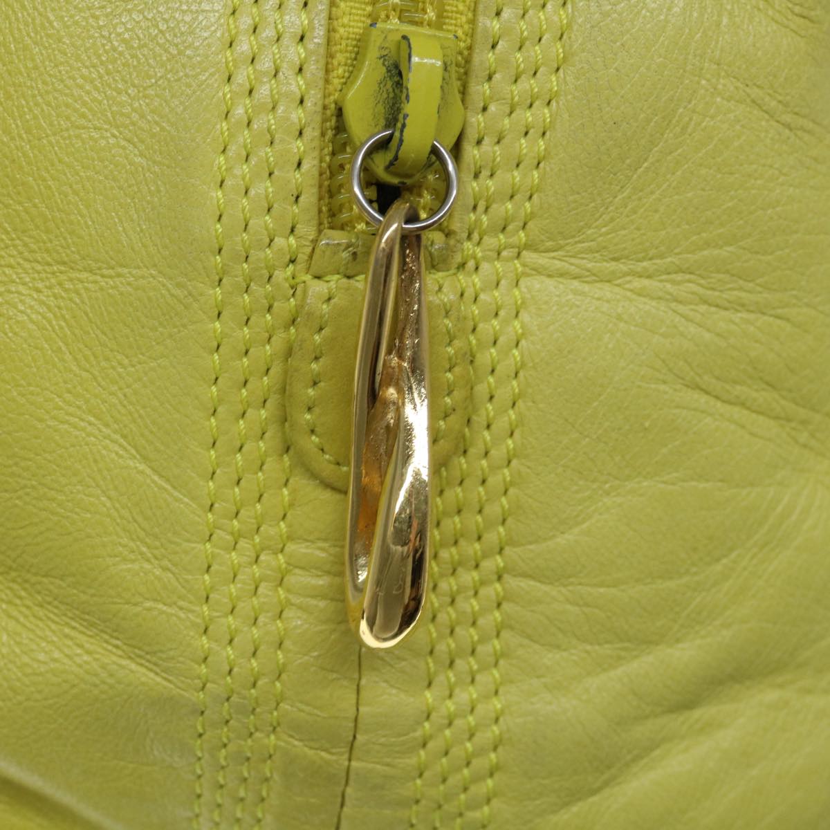 LOEWE Hand Bag Leather Yellow Auth am5490