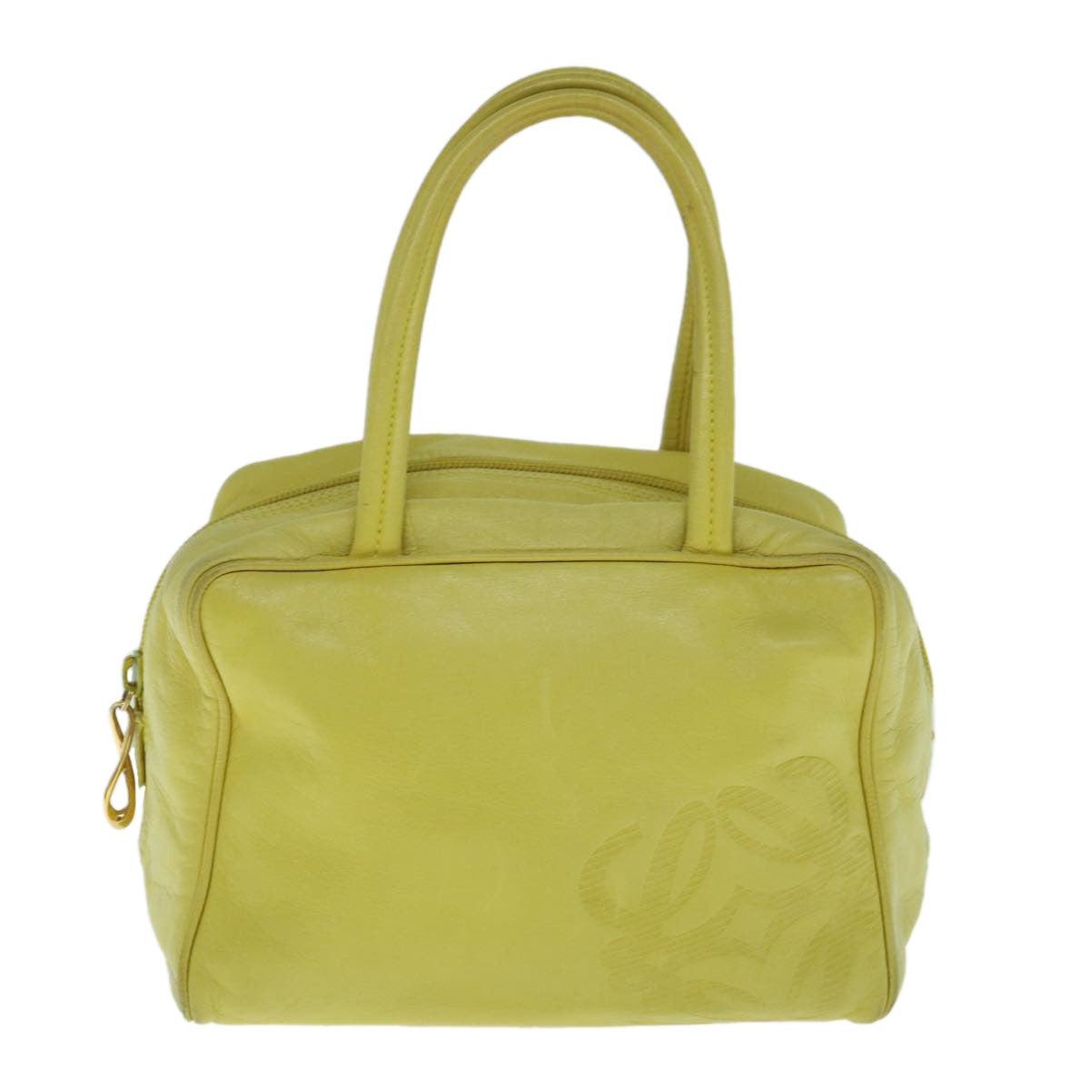 LOEWE Hand Bag Leather Yellow Auth am5490