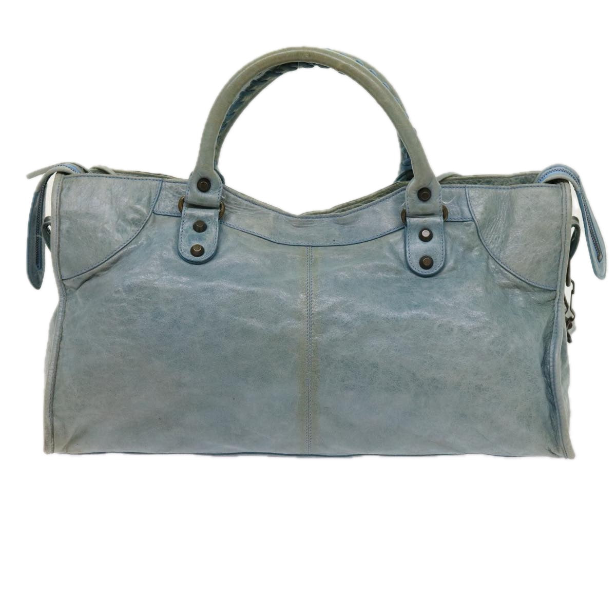 BALENCIAGA The Part Time Hand Bag Leather Blue 168028 Auth am5507 - 0