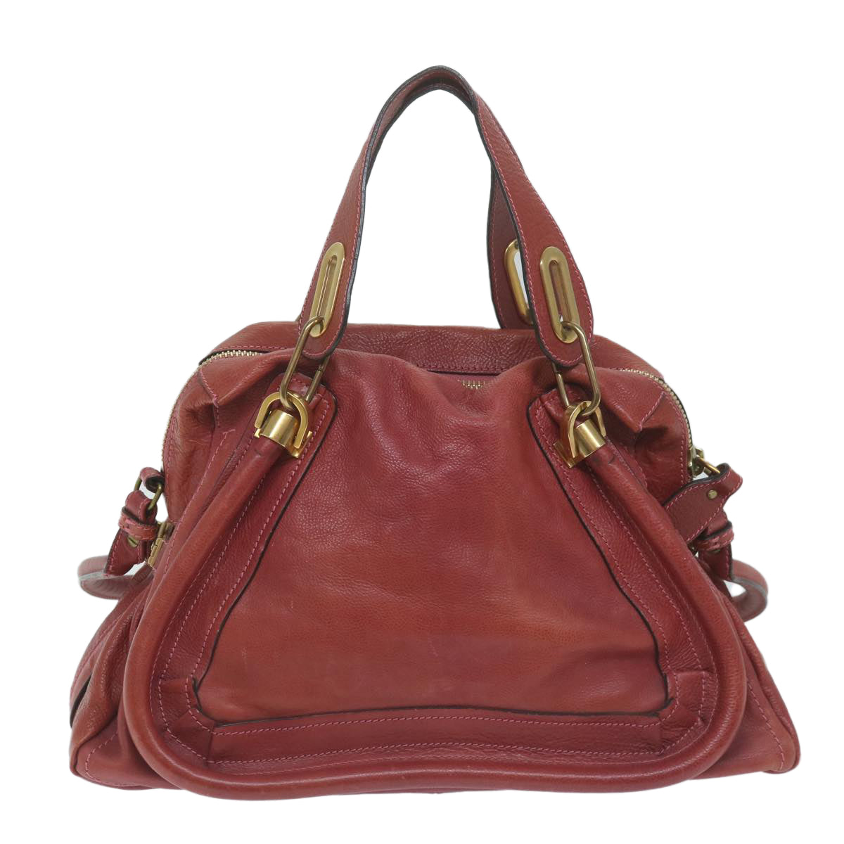 Chloe Paraty Hand Bag Leather Red Auth am5508 - 0