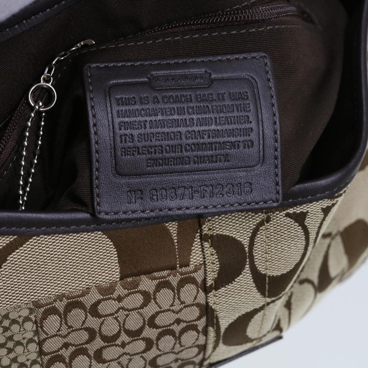 Coach Signature Shoulder Bag Canvas Leather Beige G0871 F12316 Auth am5512