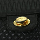 BALLY Quilted Chain Shoulder Bag Leather Black Auth am5550-10