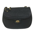 BALLY Quilted Chain Shoulder Bag Leather Black Auth am5550-13