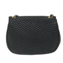 BALLY Quilted Chain Shoulder Bag Leather Black Auth am5550-2