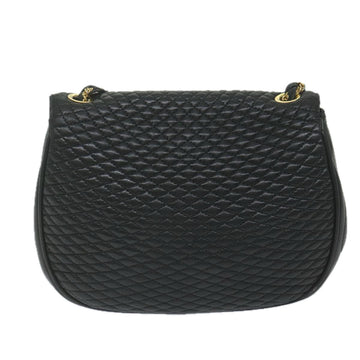 BALLY Quilted Chain Shoulder Bag Leather Black Auth am5550 - 0