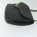 BALLY Quilted Chain Shoulder Bag Leather Black Auth am5550-3