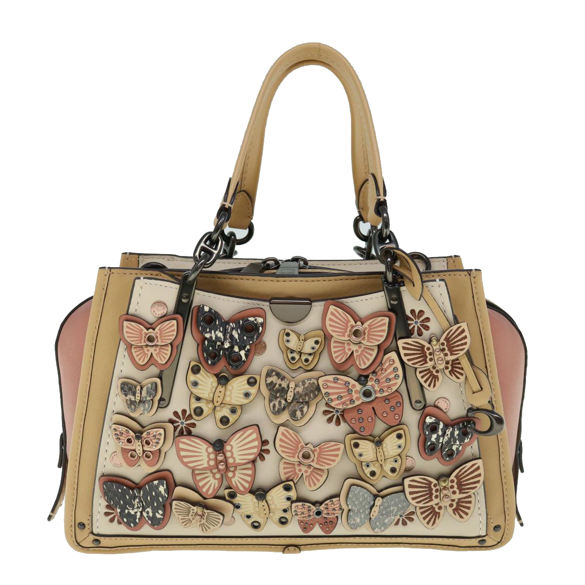 Coach Dreamer With Butterfly Applique Bag Leather Beige A1980 69553 Auth am5621 - 0