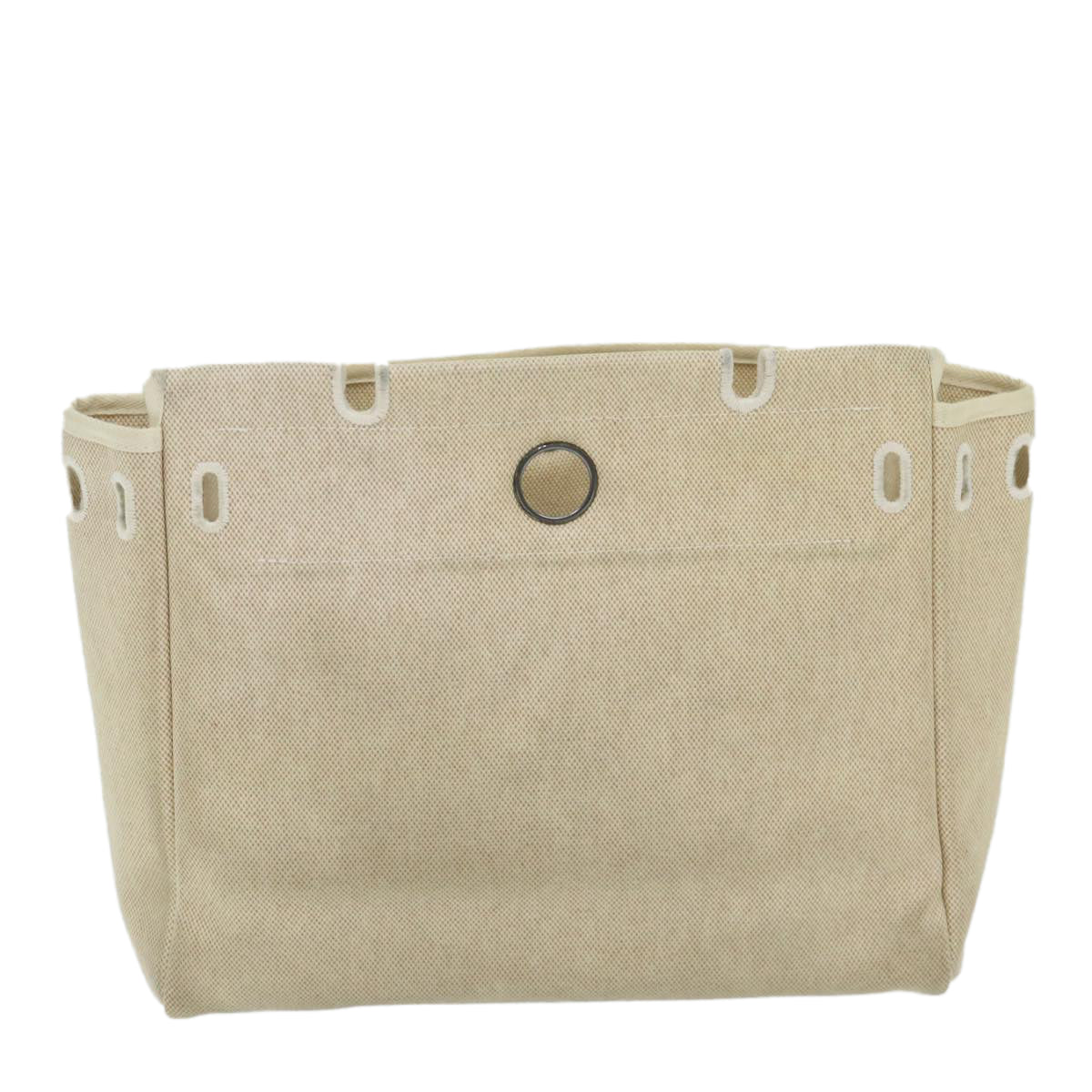 HERMES Her Bag PM Hand Bag Coated Canvas Beige Auth am5622 - 0