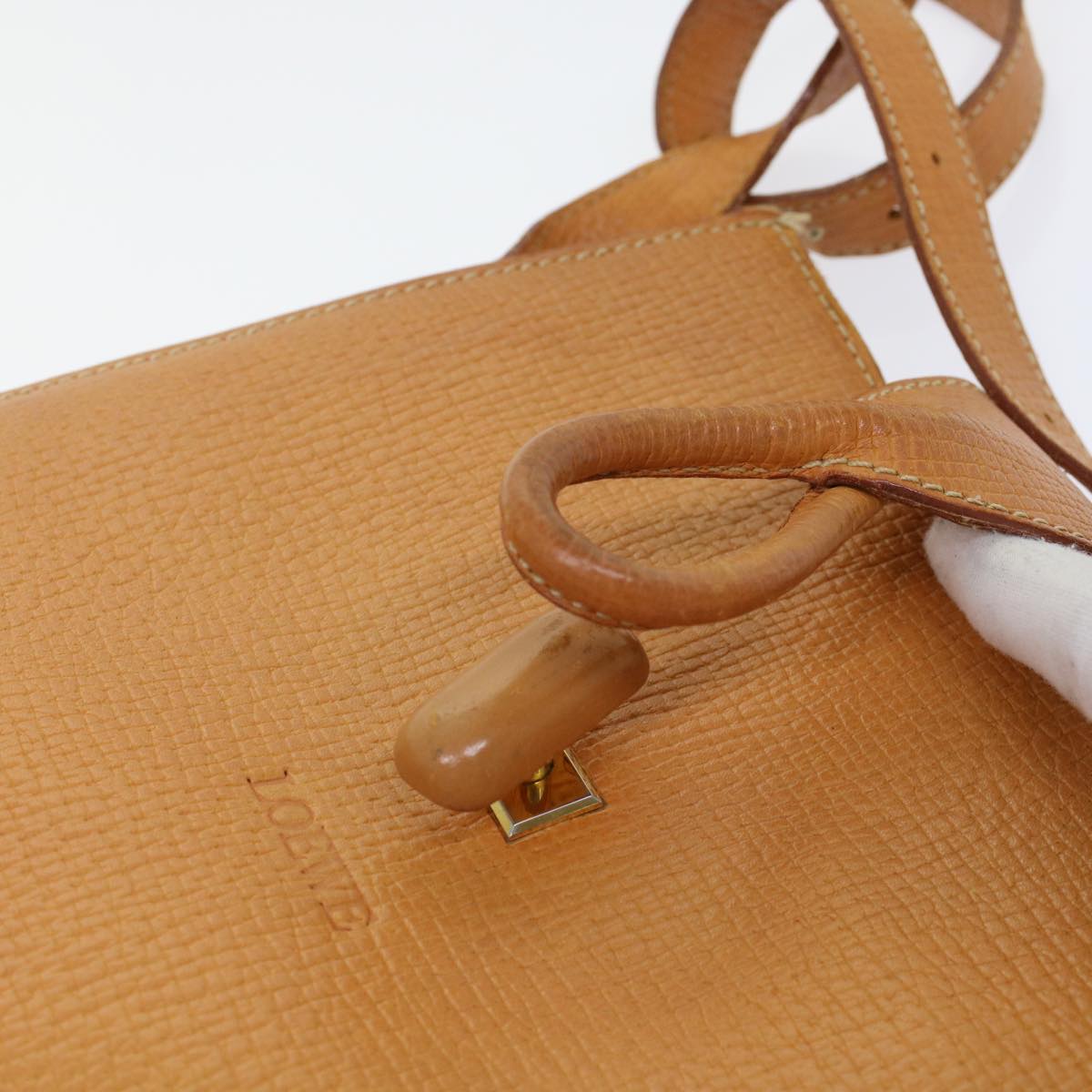 LOEWE Shoulder Bag Leather Orange Auth ar10002