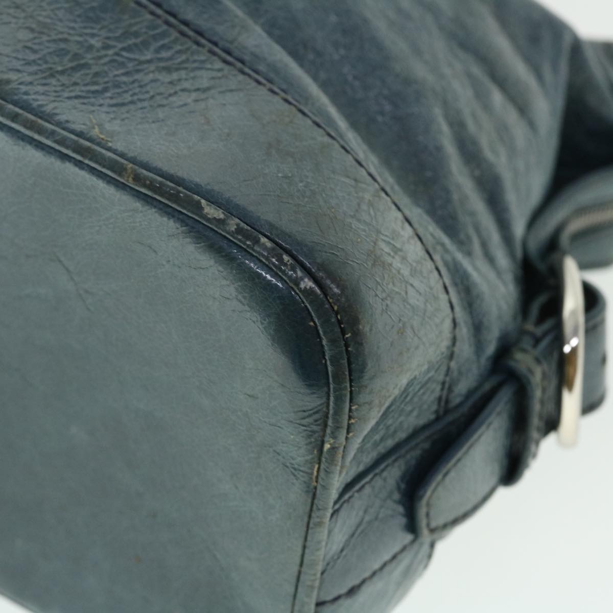 CELINE Shoulder Bag Leather Blue Auth ar10025B