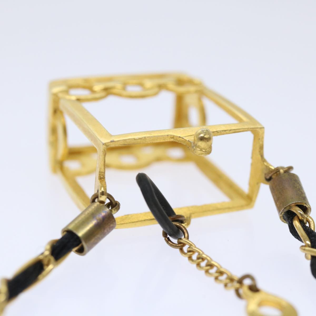 CHANEL Perfume N°5 Chain Necklace Clear Gold Tone CC Auth ar10031B