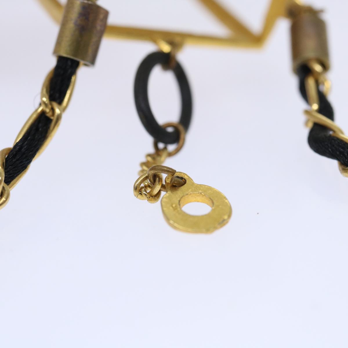 CHANEL Perfume N°5 Chain Necklace Clear Gold Tone CC Auth ar10031B
