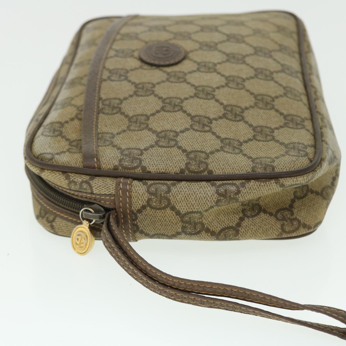 GUCCI GG Canvas Clutch Bag PVC Leather Beige 014.58.0128 Auth ar10041B