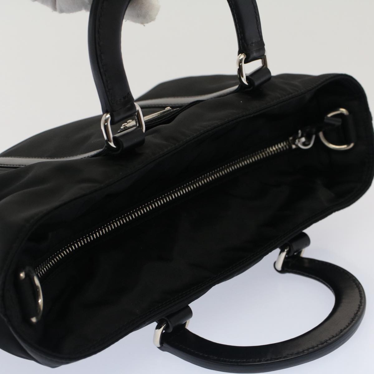 PRADA Hand Bag Nylon 2way Black Auth ar10090
