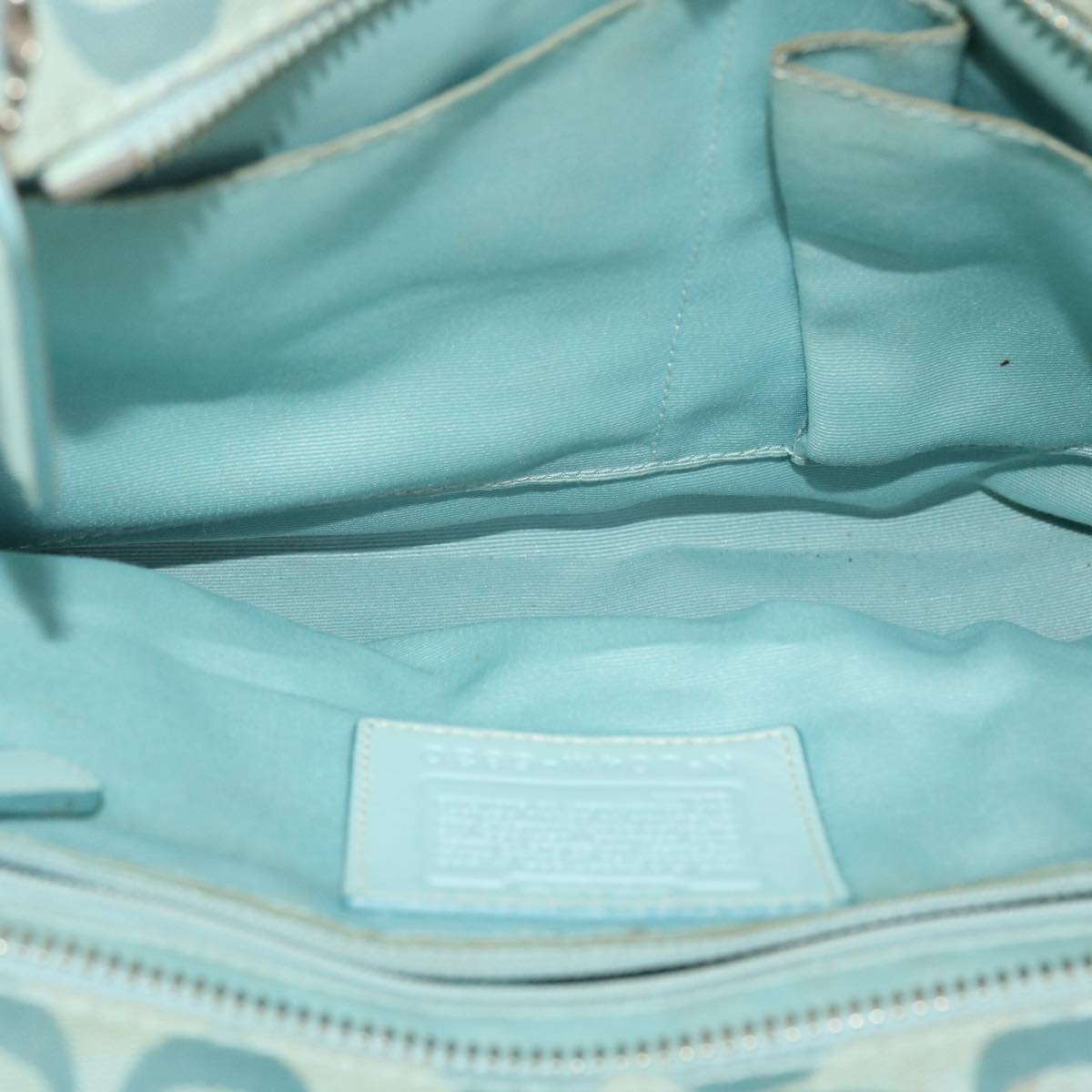 Coach Signature Shoulder Bag Canvas 5Set Beige Light Blue Brown Auth ar10120