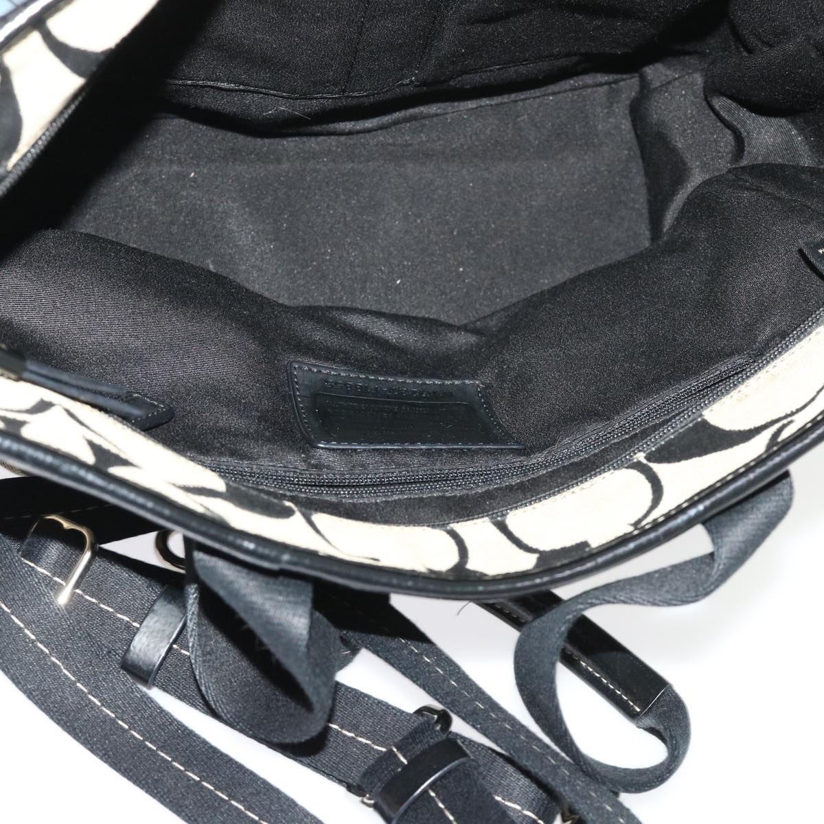 Coach Signature Shoulder Bag Canvas Leather 5Set Beige Black Auth ar10126