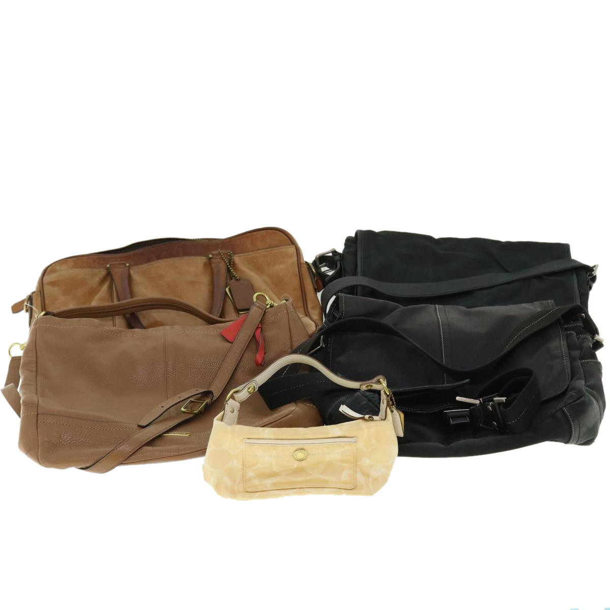 Coach Signature Shoulder Bag Nylon Leather 5Set Black Brown beige Auth ar10130