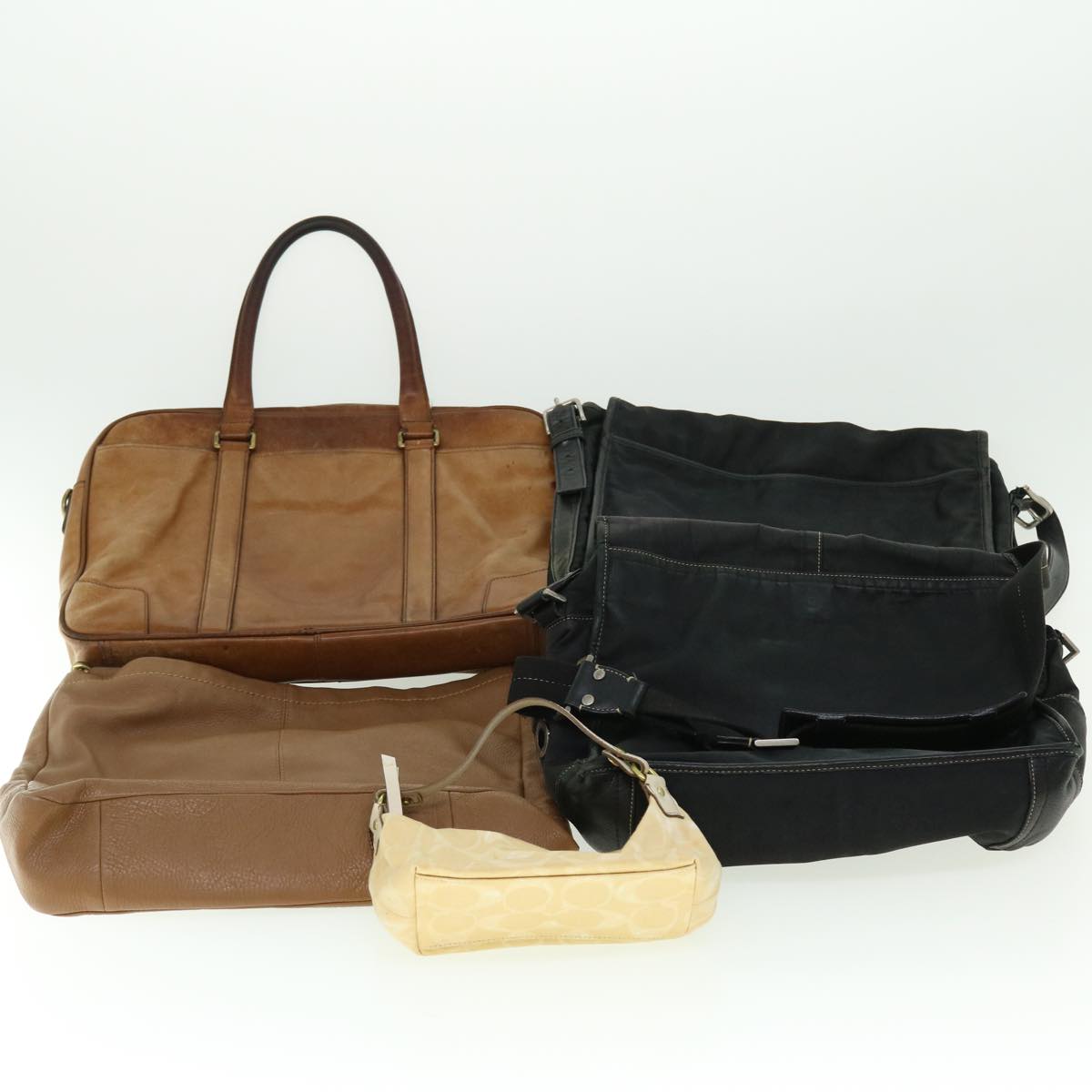 Coach Signature Shoulder Bag Nylon Leather 5Set Black Brown beige Auth ar10130 - 0