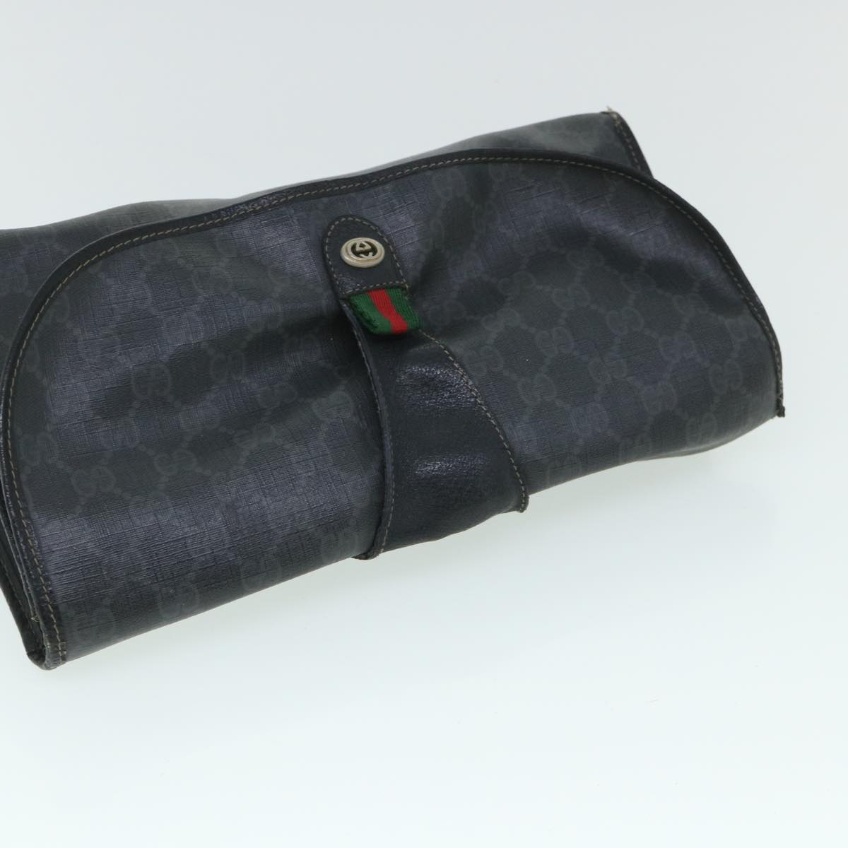 GUCCI GG Canvas Web Sherry Line Clutch Bag Black Red Green Auth ar10175