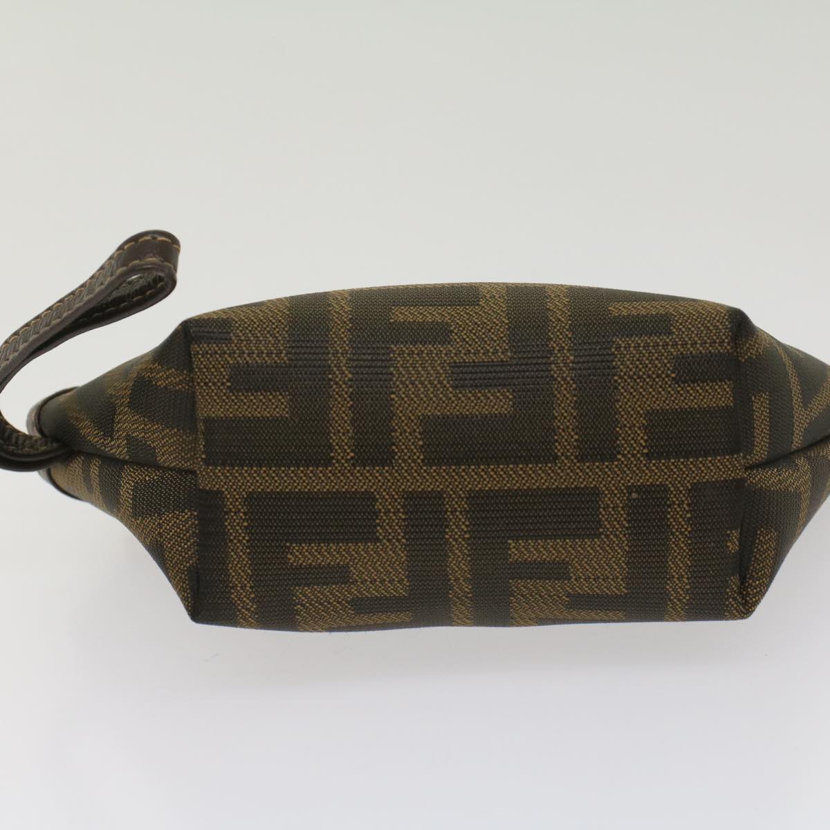 FENDI Zucca Canvas Pouch Black Brown Auth ar10187