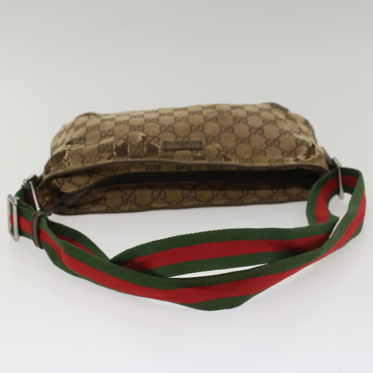 GUCCI GG Canvas Web Sherry Line Shoulder Bag Beige Red Green 189749 Auth ar10203