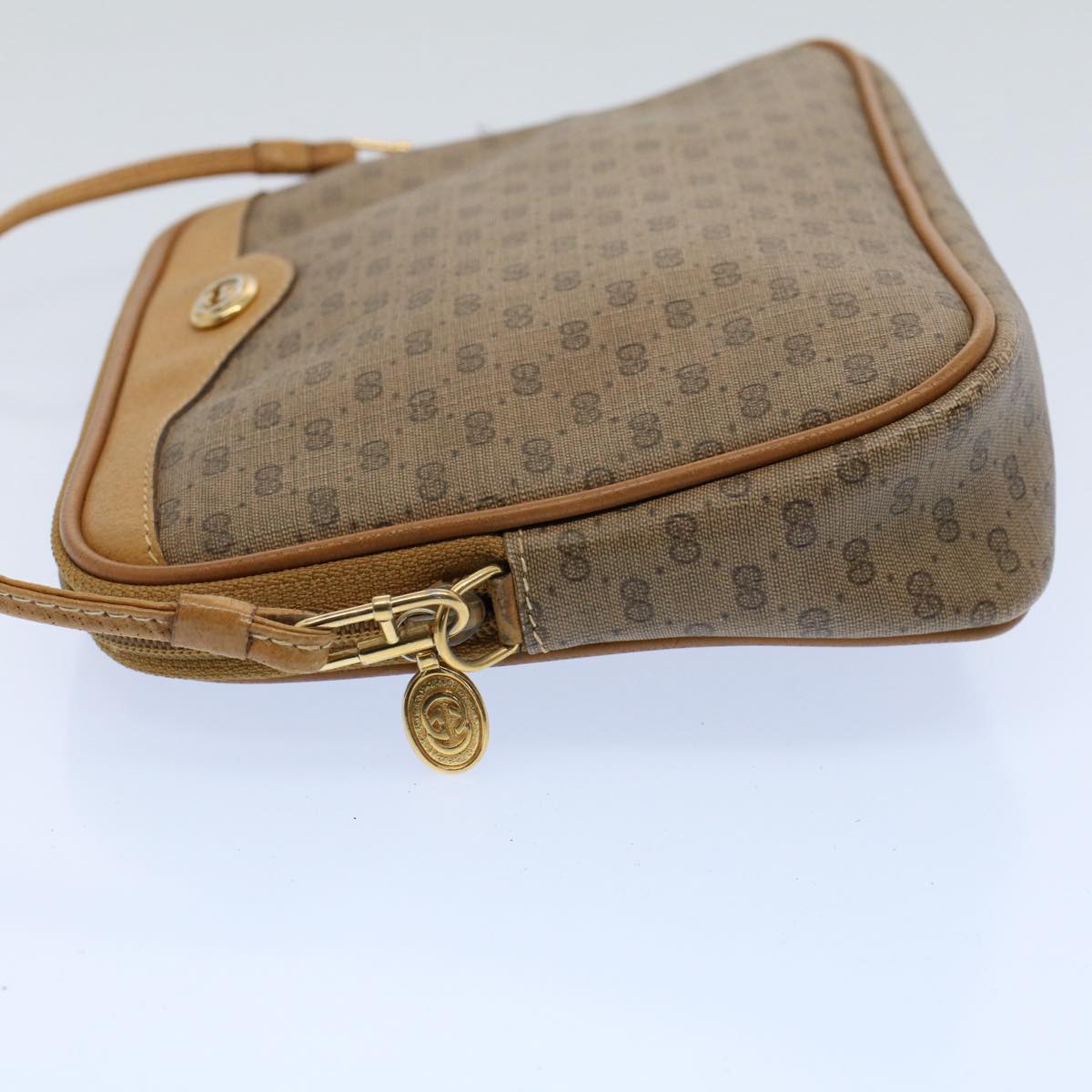 GUCCI Micro GG Canvas Shoulder Bag PVC Leather Beige 97.02.068 Auth ar10210