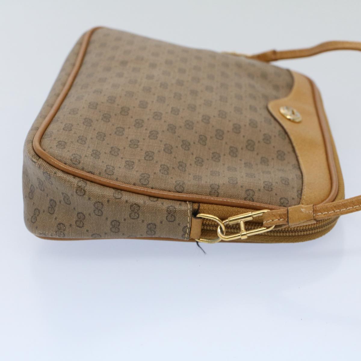 GUCCI Micro GG Canvas Shoulder Bag PVC Leather Beige 97.02.068 Auth ar10210