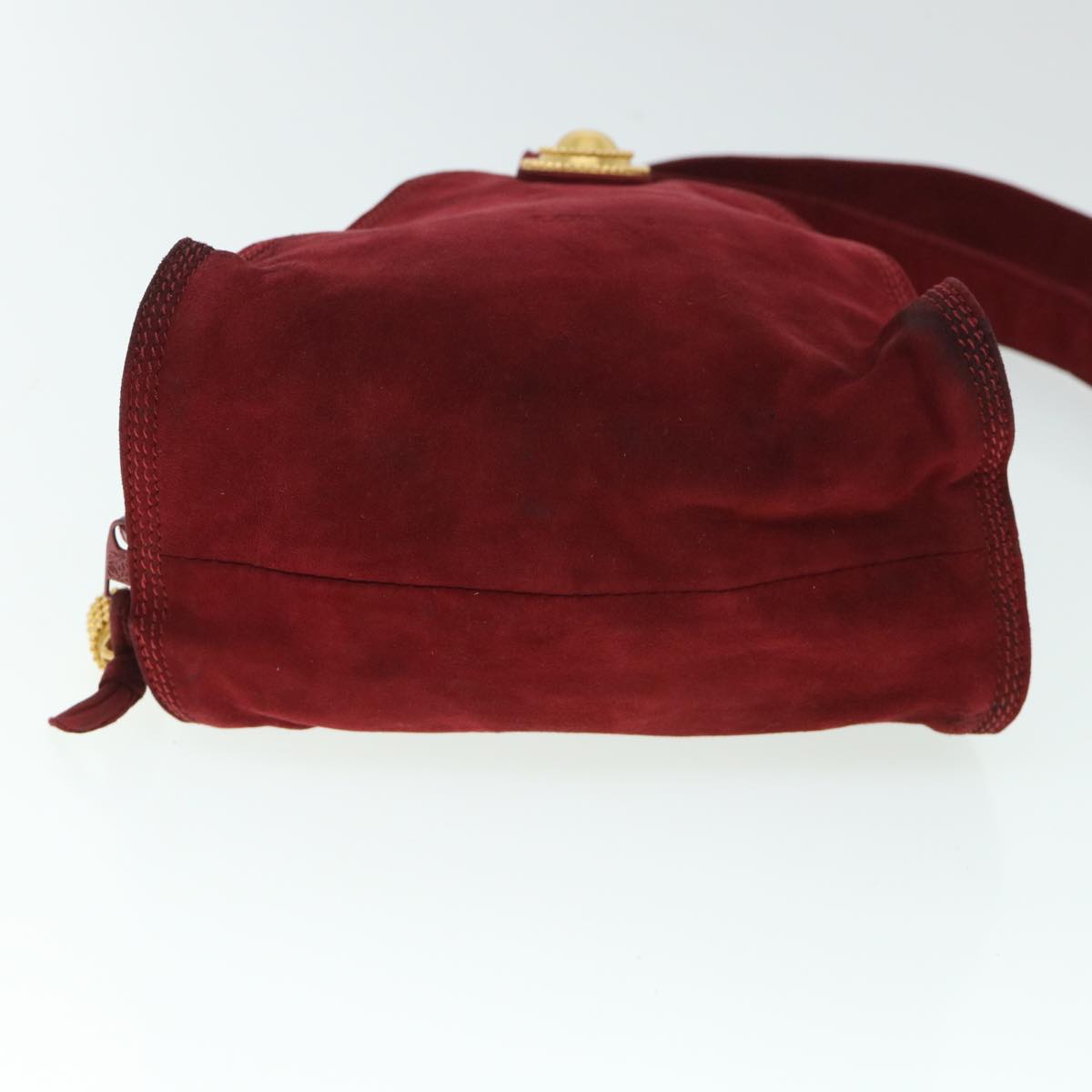 LOEWE Shoulder Bag Suede Red Auth ar10219