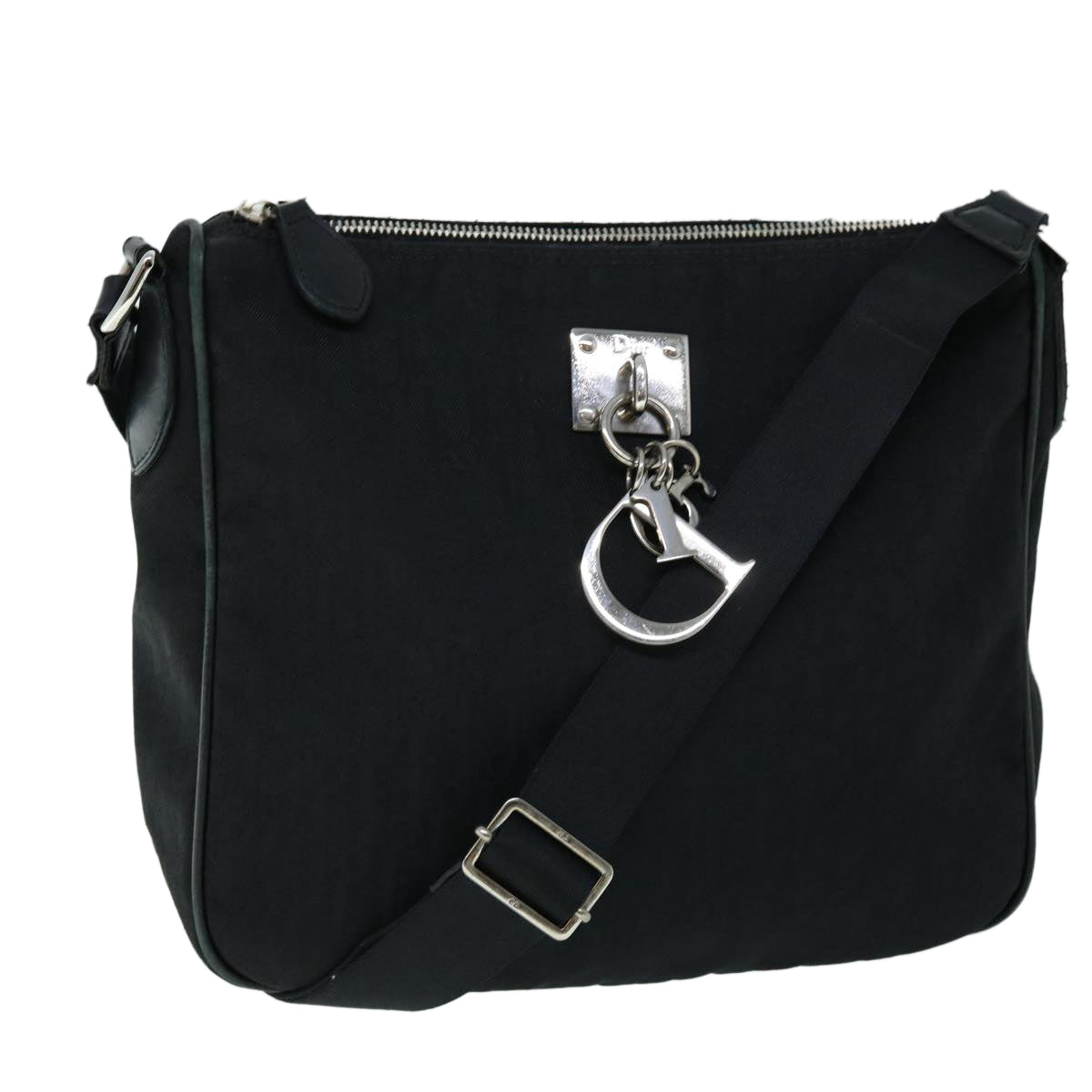 Christian Dior Trotter Canvas Shoulder Bag Black Auth ar10232