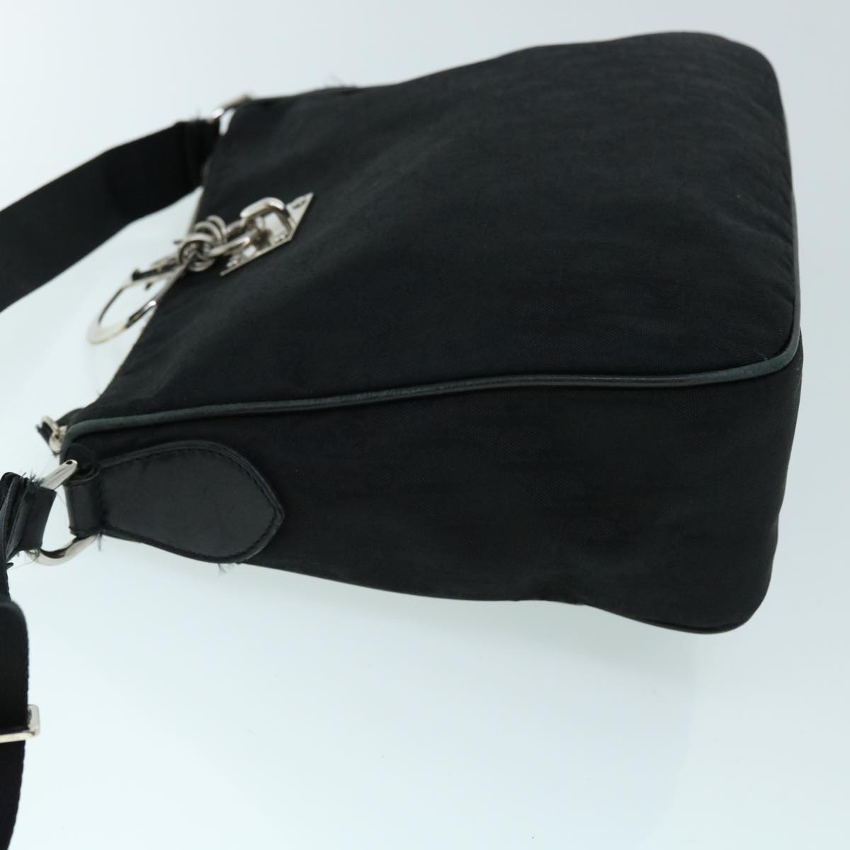 Christian Dior Trotter Canvas Shoulder Bag Black Auth ar10232