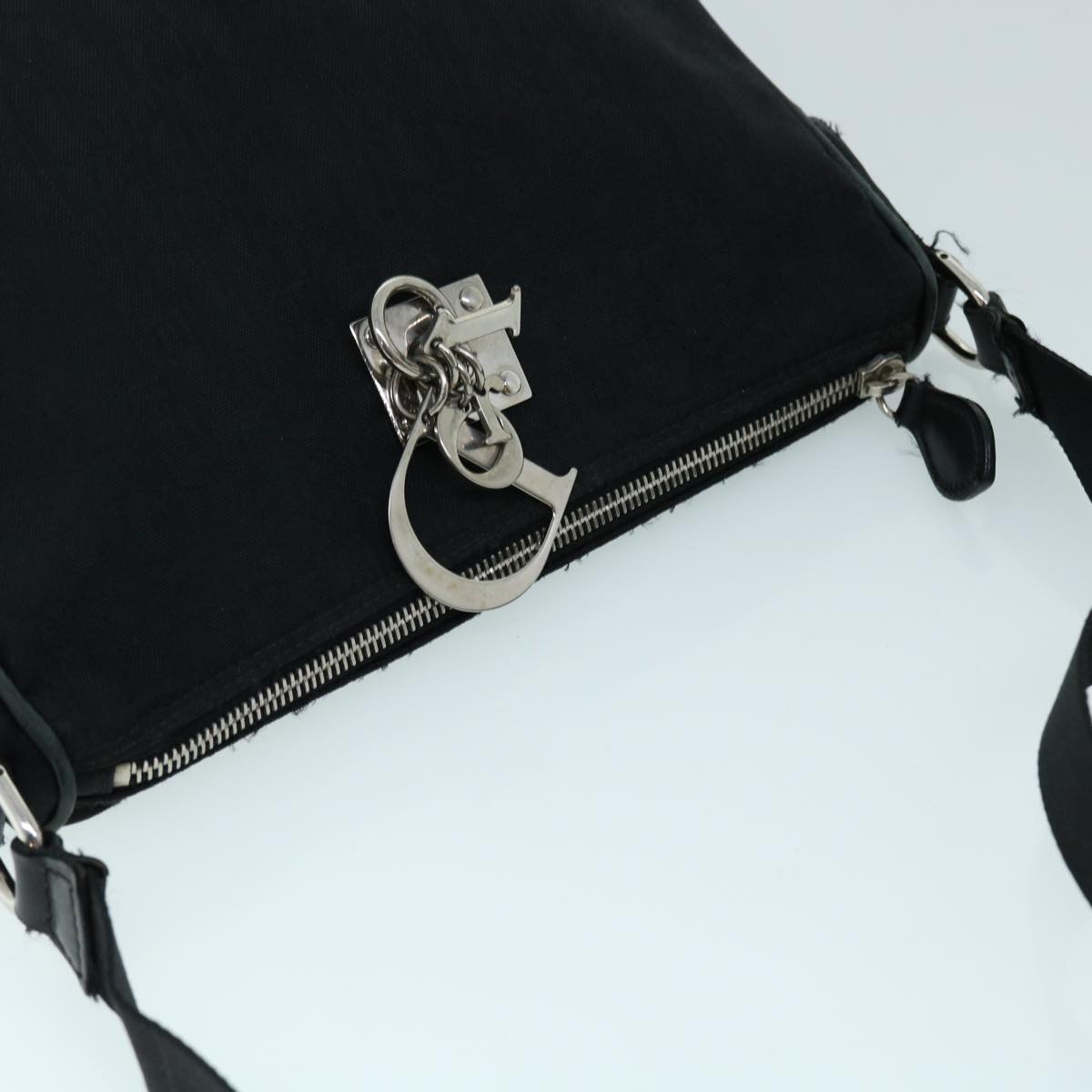 Christian Dior Trotter Canvas Shoulder Bag Black Auth ar10232